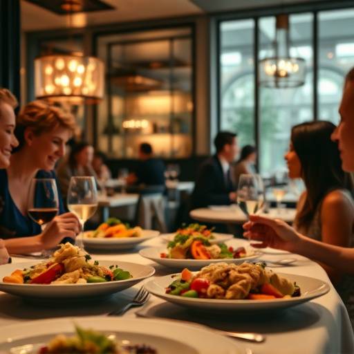 Commercial spot for a high-end restaurant, showcasing elegant dining settings, delicious food preparation, and customer testimonials.